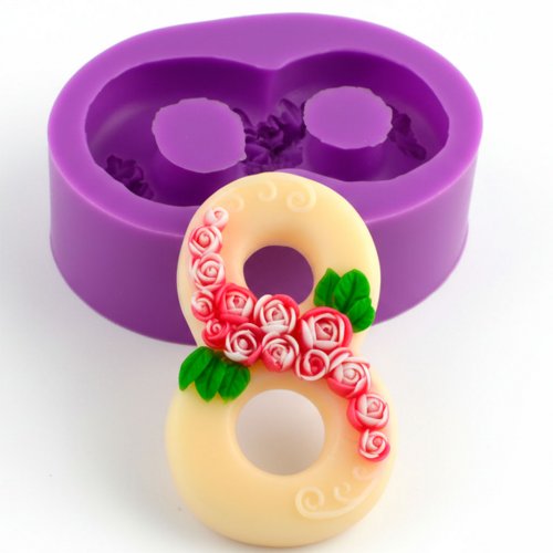 March 8 in flowers roses silicone mold