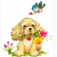 Picture on water-soluble paper A-034