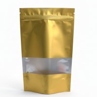 Дой-пак Золотой с окном 130 х 200 мм с дном