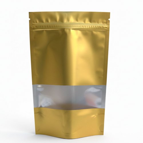 Дой-пак Золотой с окном 130 х 200 мм с дном