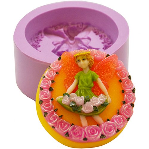 Fairy in a dress with flowers silicone mold