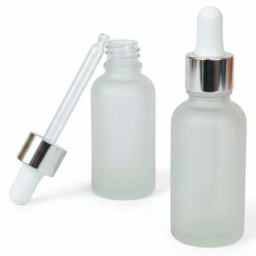 Frosted glass bottle 30 ml with White pipette