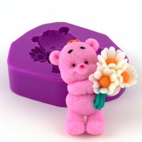 Ведмедик з ромашками 29 г 2D силіконова еліт-форма