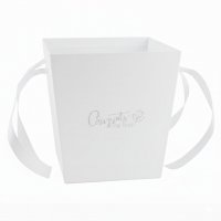 Кашпо картонное для цветов с ручкой Белое