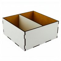 Wooden square planter with a partition for tangerines or a bouquet