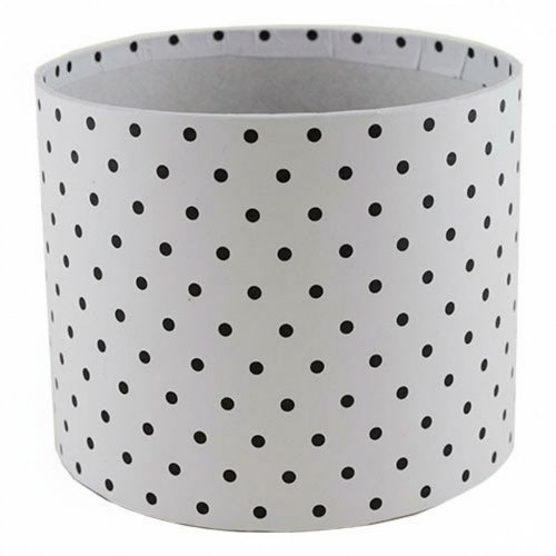 Кашпо картонное круглое (шляпная коробка) Белое в горох