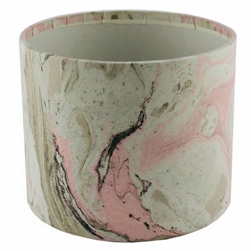 Кашпо картонное круглое (шляпная коробка) Мрамор