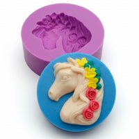 Horse in flowers 120 g 2D silicone elite mold