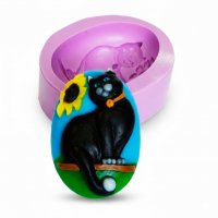 Cat with sunflower silicone mold