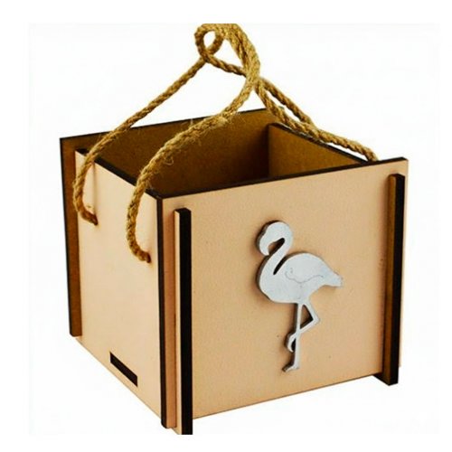 Self-assembled wooden box Flamingo nude