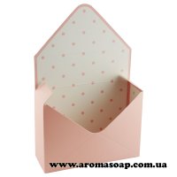 Коробка-конверт велика Рожева в горох для букета
