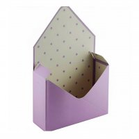 Коробка-конверт большая Сиреневая в горошек для букета