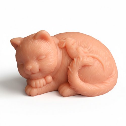 Kitten with mouse silicone mold