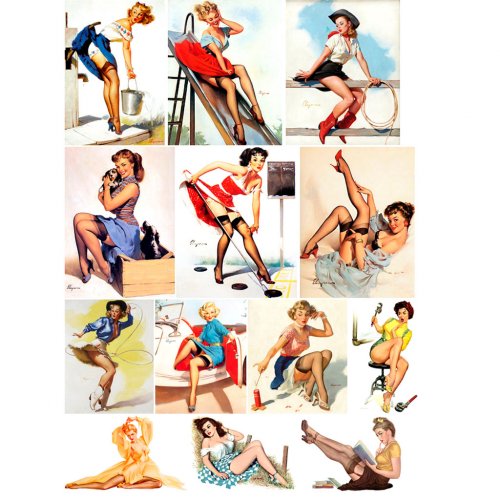 Set of Pictures on water-soluble paper Pin-Up Girls 01