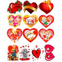 Set of Pictures on water-soluble paper Hearts
