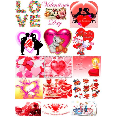Set of Valentines Picture on water-soluble paper