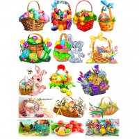 Set of Pictures on water-soluble paper Easter basket