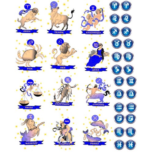 Набор картинок Знаки Зодиака с надписями