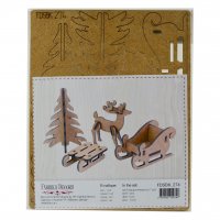 Фігурки 3D для оздоблення лялькових будинків та шедоубоксів Ялина, Олень, Санчата і Сані, набір 274