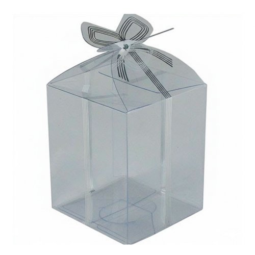 High plastic box with silver bow