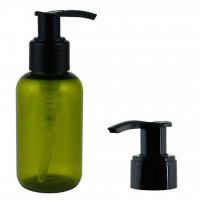 Бутылочка круглая 100 мл оливковая + Дозатор черный