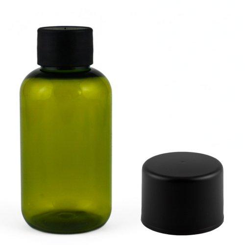 Бутылочка круглая 100 мл оливковая + Черная крышка