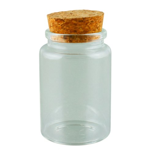 Декоративна скляна пляшка з корковою пробкою на 80 мл