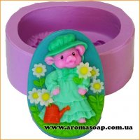 Pig-lady in the meadow silicone mold