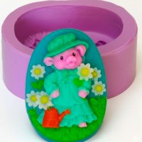 Pig-lady in the meadow silicone mold