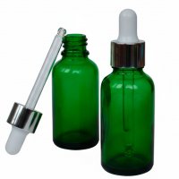 Скляний зелений флакон 30 мл з піпеткою Білою