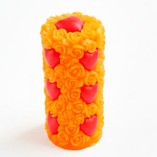 Свеча в сердцах и розах 3D элит-форма