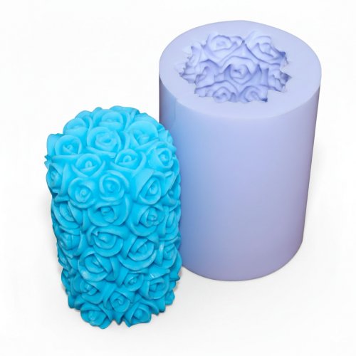 Candle in roses 3D silicone mold