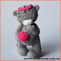 Тедди с венком и букетом 3D элит-форма