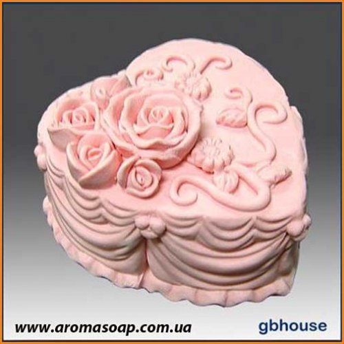 Сердечко-торт 2 (з трояндами) 3D еліт-форма