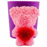 Ведмедик у трояндочках із серцем із троянд 3D еліт-форма