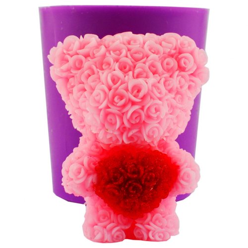 Ведмедик у трояндочках із серцем із троянд 3D еліт-форма