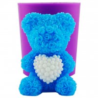 Ведмедик у трояндочках з серцем в перлинах 3D еліт-форма