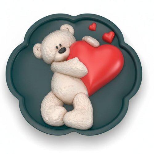 Bear with heart 2 silicone mold