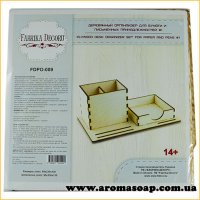 Wooden organizer for paper and writing instruments