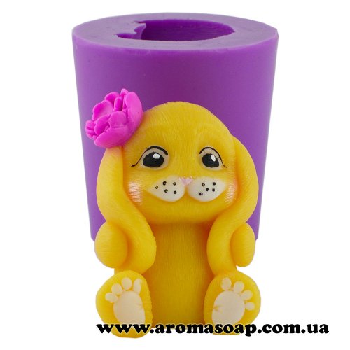 Bunny with flower 3D silicone mold